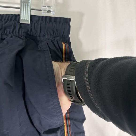 Paul Smith Swim Trunks Men's Large Blue Striped Mesh Lined Pockets Drawstring - Picture 3 of 8